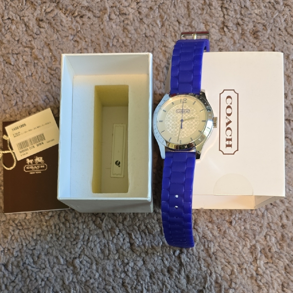 Coach Cobalt Blue Silicone Strap Timepiece